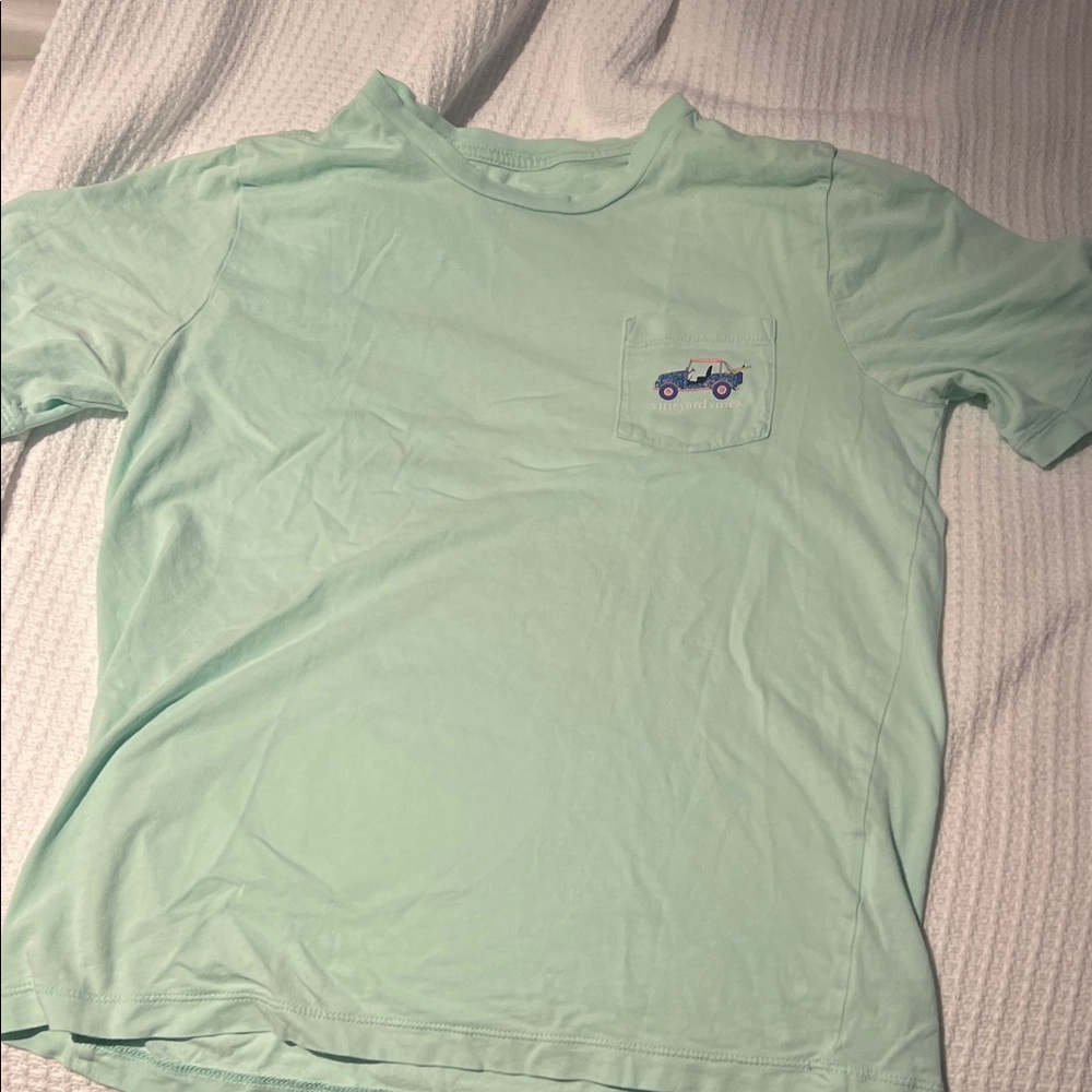 Vineyard Vines Light Green Tee with Car Detail